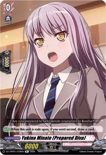 Yukina Minato [Prepared Diva] (DZ-TBP01/078EN), DZ-TBP01: BanG Dream! Girls Band Party! — Vanguard card price