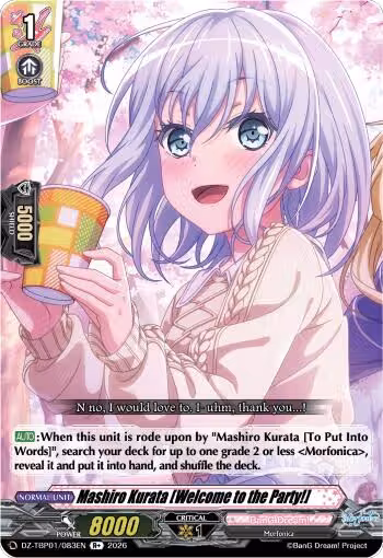Mashiro Kurata [Welcome to the Party!] (DZ-TBP01/083EN), DZ-TBP01: BanG Dream! Girls Band Party! — Vanguard card price