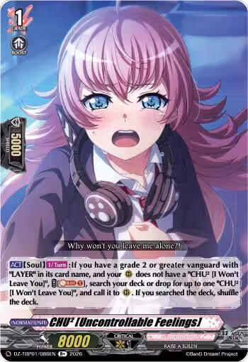 CHU2 [Uncontrollable Feelings] (DZ-TBP01/086EN), DZ-TBP01: BanG Dream! Girls Band Party! — Vanguard card price