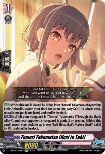 Tomori Takamatsu [Next to Taki] (DZ-TBP01/089EN), DZ-TBP01: BanG Dream! Girls Band Party! — Vanguard card price