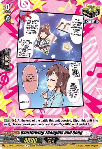 Overflowing Thoughts and Song (A) (DZ-TBP01/092aEN), DZ-TBP01: BanG Dream! Girls Band Party! — Vanguard card price