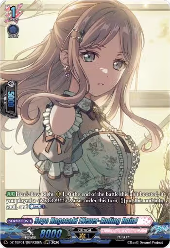 Soyo Nagasaki [Never-Ending Rain] (GBPR) (DZ-TBP01/GBPR39EN), DZ-TBP01: BanG Dream! Girls Band Party! — Vanguard card price