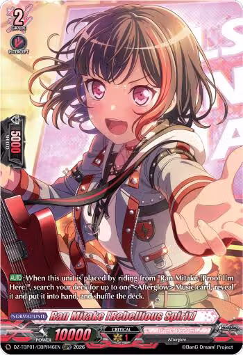Ran Mitake [Rebellious Spirit] (GBPR) (DZ-TBP01/GBPR46EN), DZ-TBP01: BanG Dream! Girls Band Party! — Vanguard card price