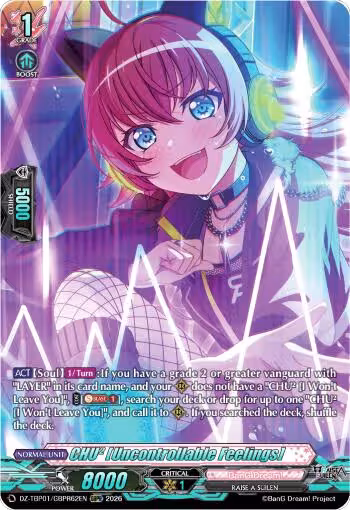 CHU2 [Uncontrollable Feelings] (GBPR) (DZ-TBP01/GBPR62EN), DZ-TBP01: BanG Dream! Girls Band Party! — Vanguard card price