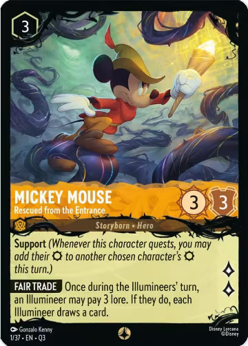 Mickey Mouse - Rescued from the Entrance (1/37), Illumineer's Quest: The Great Hunny Rescue — Lorcana card price