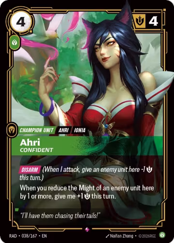 Ahri, Confident (038/167), Radiance — Riftbound card price
