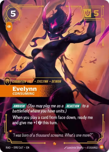 Evelynn, Consuming (090/167), Radiance — Riftbound card price