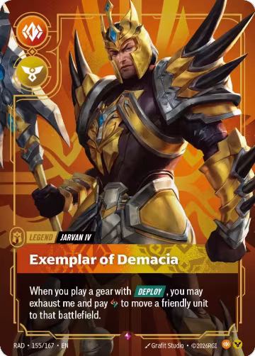 Jarvan IV, Exemplar of Demacia (155/167), Radiance — Riftbound card price