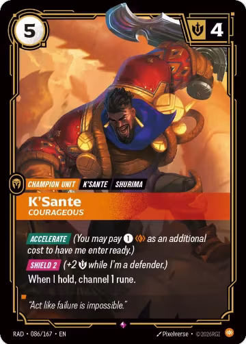 K'Sante, Courageous (086/167), Radiance — Riftbound card price