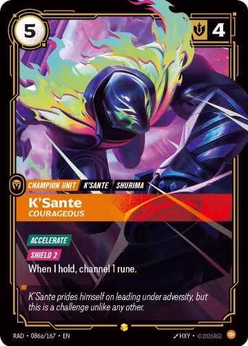 K'Sante, Courageous (Alternate Art) (086a/167), Radiance — Riftbound card price