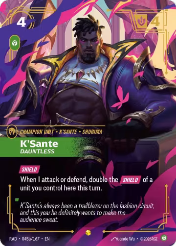 K'Sante, Dauntless (Alternate Art) (045a/167), Radiance — Riftbound card price