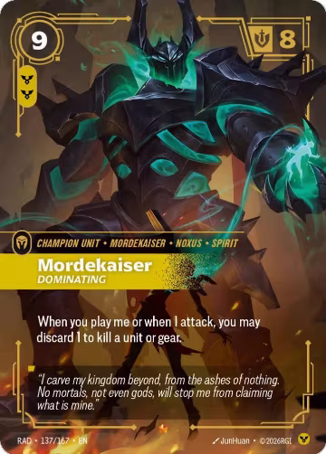 Mordekaiser, Dominating (137/167), Radiance — Riftbound card price