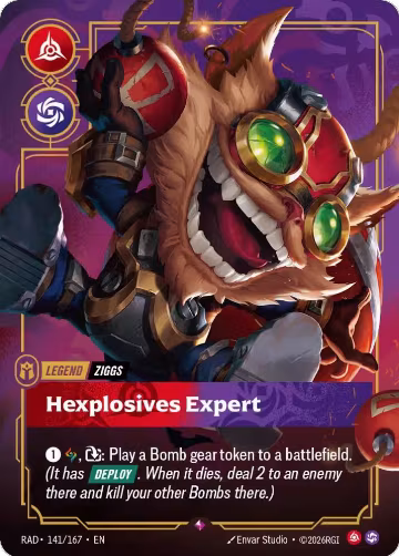 Ziggs, Hexplosives Expert (141/167), Radiance — Riftbound card price