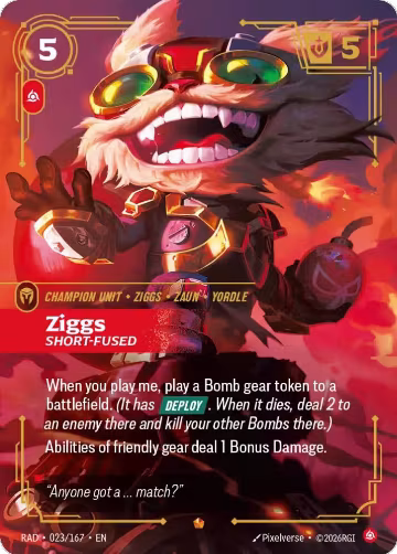 Ziggs, Short-Fused (023/167), Radiance — Riftbound card price