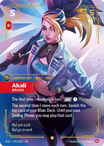 Akali, Brash (SP) (SP2/005), Radiance — Riftbound card price