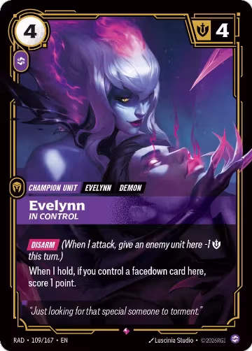 Evelynn, In Control (109/167), Radiance — Riftbound card price