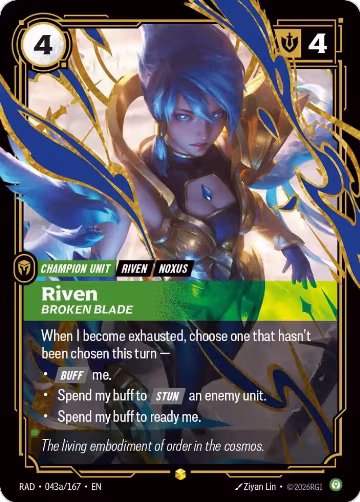 Riven, Broken Blade (Alternate Art) (043a/167), Radiance — Riftbound card price
