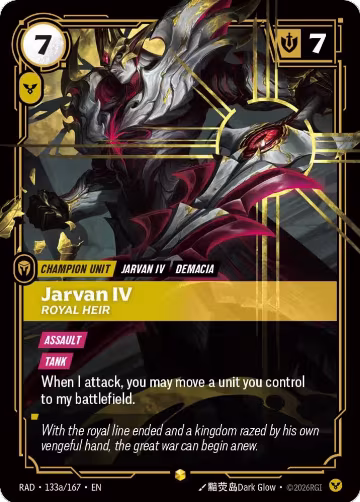 Jarvan IV, Royal Heir (Alternate Art) (133a/167), Radiance — Riftbound card price