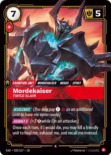 Mordekaiser, Twice Slain (020/167), Radiance — Riftbound card price