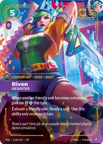 Riven, Deserter (Alternate Art) (114a/167), Radiance — Riftbound card price