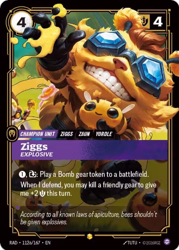 Ziggs, Explosive (Alternate Art) (112a/167), Radiance — Riftbound card price