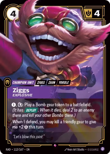 Ziggs, Explosive (112/167), Radiance — Riftbound card price