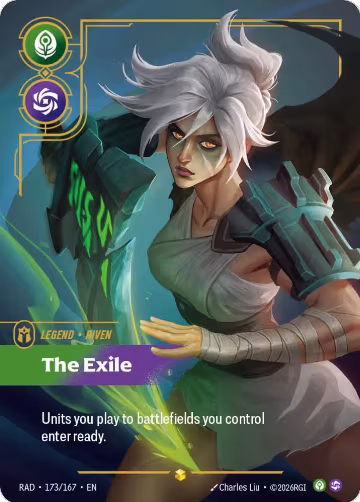 Riven, The Exile (Overnumbered) (173/167), Radiance — Riftbound card price