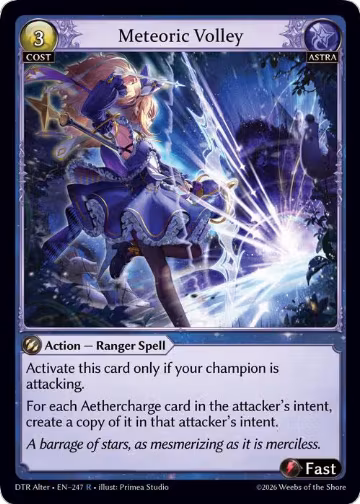 Meteoric Volley (247), Distorted Reflections Alter Edition — Grand Archive card price