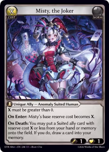 Misty, the Joker (248), Distorted Reflections Alter Edition — Grand Archive card price