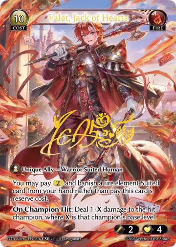 Valet, Jack of Hearts (CSR) (278), Distorted Reflections Alter Edition — Grand Archive card price