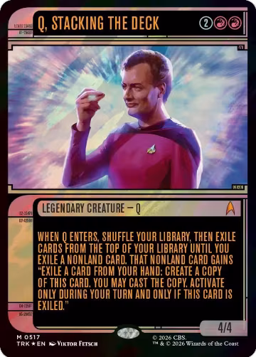 Q, Stacking the Deck (Showcase) (Surge Foil) (517), Star Trek — Magic card price