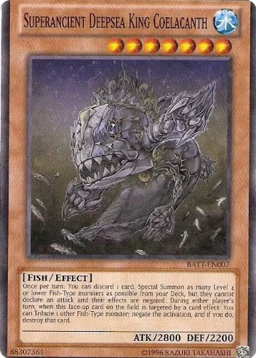 Superancient Deepsea King Coelacanth (Starfoil) (BATT-EN007), Battle Pack Tournament Prize Cards — Yu-Gi-Oh! card price