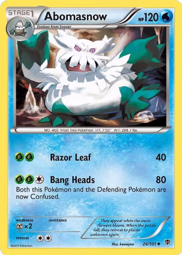 Abomasnow (26/101), Plasma Blast — Pokémon card price