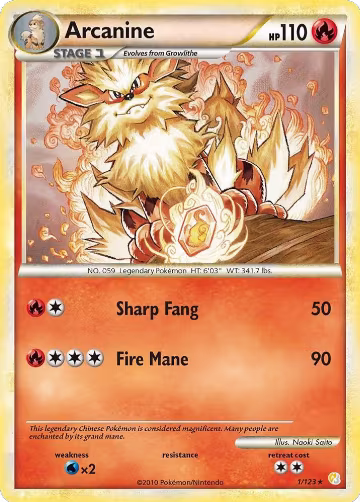 Arcanine (1/123), HeartGold SoulSilver — Pokémon card price