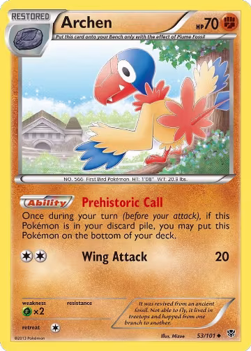 Archen (53/101), Plasma Blast — Pokémon card price
