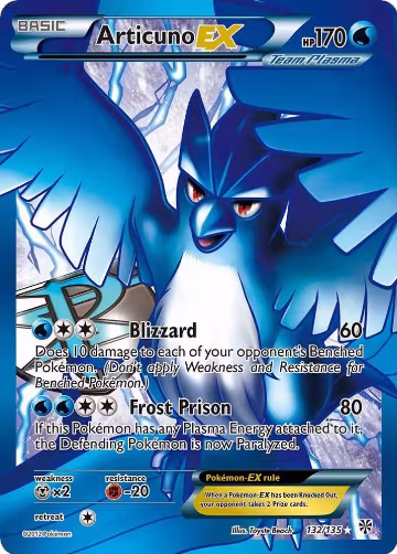 Articuno EX (Team Plasma) (132 Full Art) (132/135) — card price