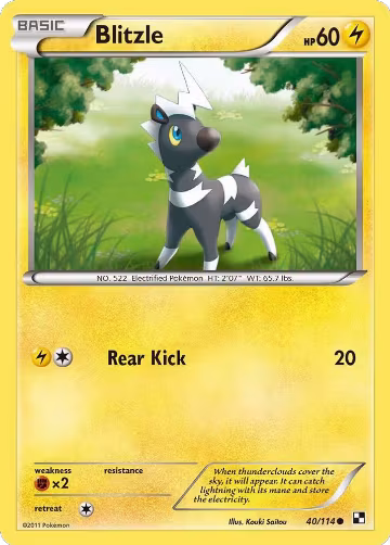 Blitzle (40) (40/114), Black and White — Pokémon card price