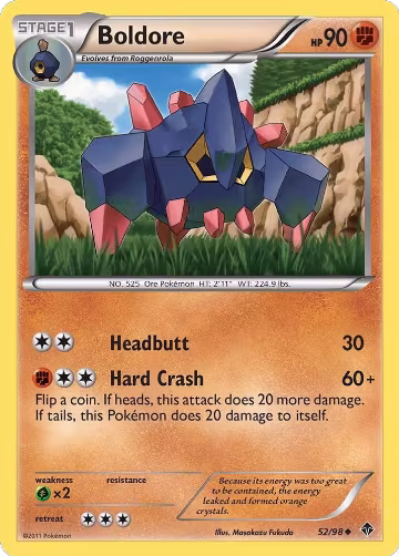 Boldore (52) (52/98), Emerging Powers — Pokémon card price