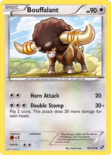 Bouffalant (90) (90/114), Black and White — Pokémon card price