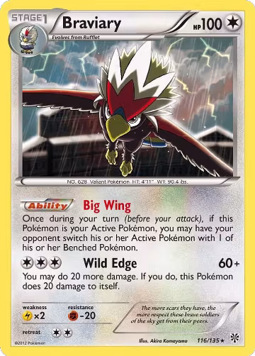 Braviary (116/135), Plasma Storm — Pokémon card price