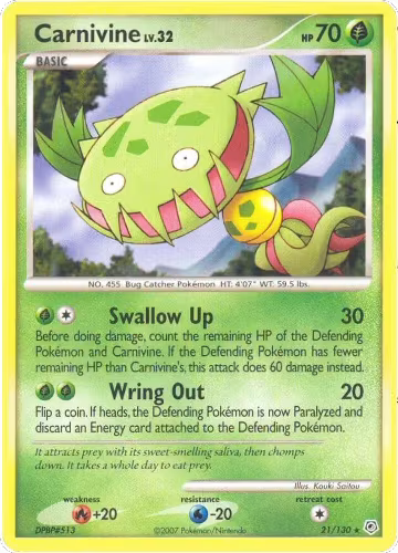 Carnivine (21/130), Diamond and Pearl — Pokémon card price