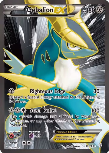 Cobalion EX (133 Full Art) (133/135), Plasma Storm — Pokémon card price