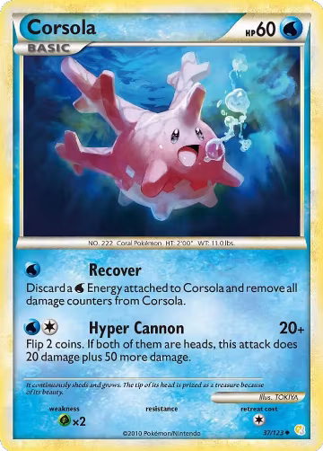 Corsola (37/123), HeartGold SoulSilver — Pokémon card price