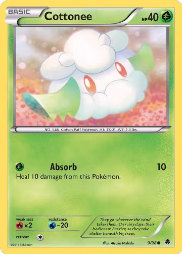 Cottonee (9) (9/98), Emerging Powers — Pokémon card price