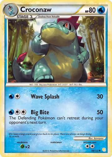 Croconaw (38/123), HeartGold SoulSilver — Pokémon card price