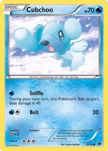 Cubchoo (36/99), Next Destinies — Pokémon card price