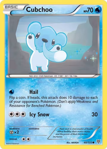 Cubchoo (40/135), Plasma Storm — Pokémon card price