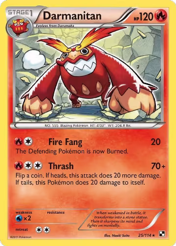 Darmanitan (25/114), Black and White — Pokémon card price