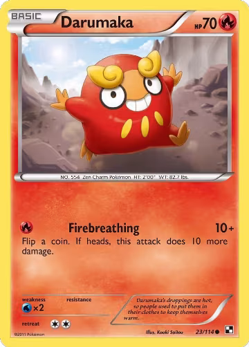 Darumaka (23) (23/114), Black and White — Pokémon card price