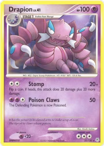 Drapion (23/130), Diamond and Pearl — Pokémon card price